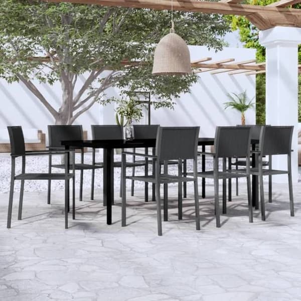 Maison Exclusive - Have spisebordssæt 9 dele Sort Svart