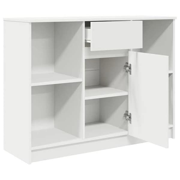 Buffet bas - EKSKLUSIVT HUS - 101x35x76 cm - Ingeniørtræ - Hvid - Skuffe & omvendelige døre Vit