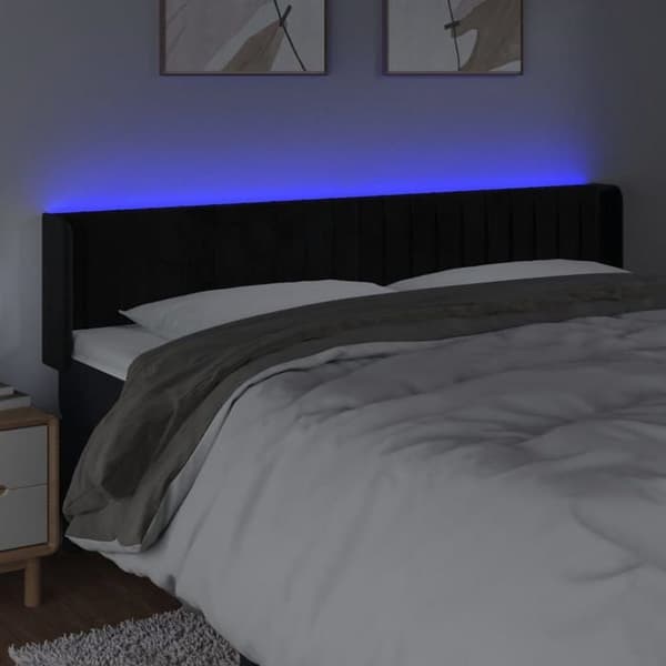 Maison Exclusive - LED Hovedgærde Sort 163x16x78/88 cm Velour Svart