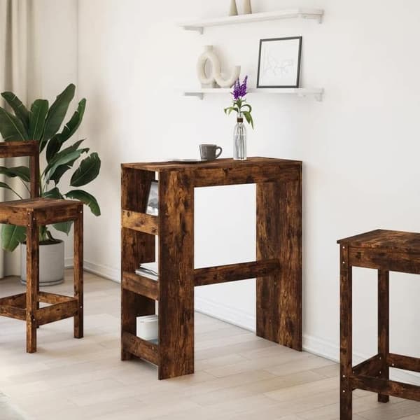 Maison Exclusive - Barbord med hylder i røget egetræ, ingeniørtræ