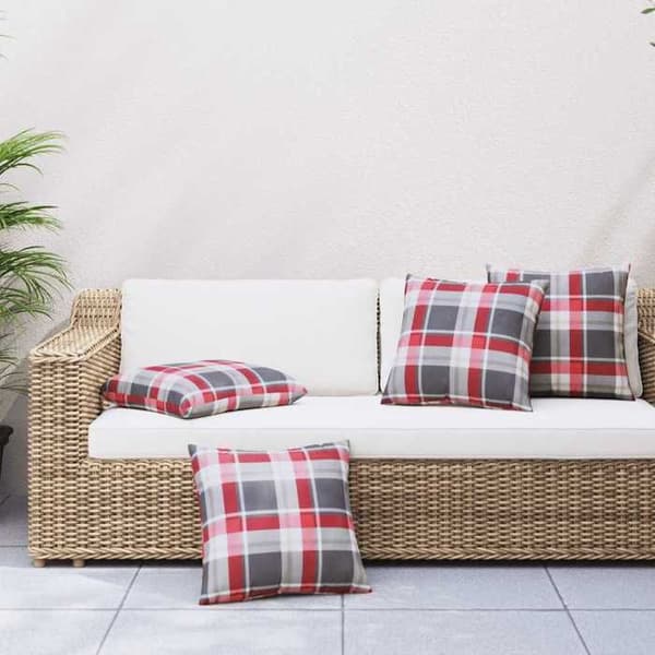 Maison Exclusive - Sofa puder 4 stk. rød ternet 40 x 40 cm i stof