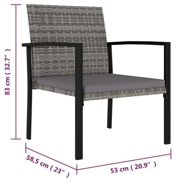 Maison Exclusive - Puutarhatuolit, 4 kpl, punottua muovia, Harmaa Grå