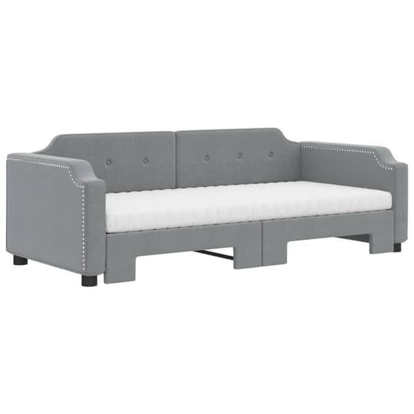 Maison Exclusive - Dagbädd med utdragssäng och ljusgrå madrass 80x200 cm tyg