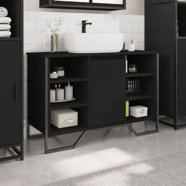 Maison Exclusive - Sort badeværelsesskab med vask 91x35x60 cm