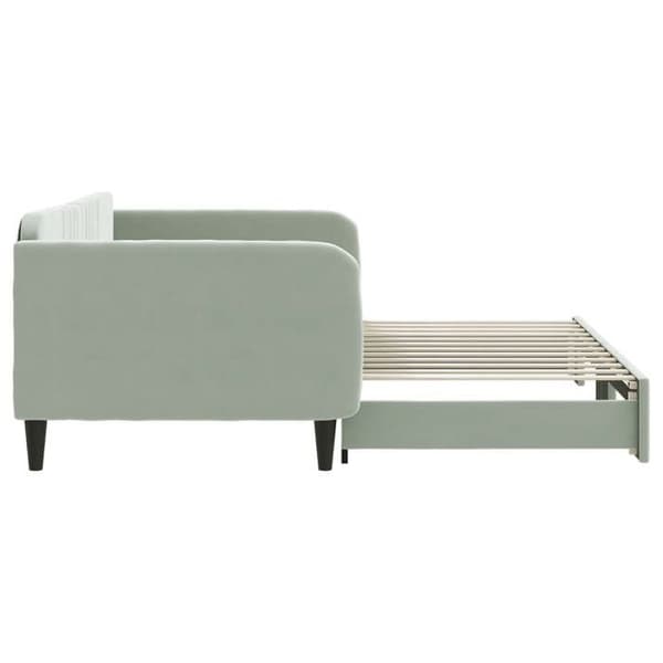 Dagseng - EKSKLUSIVT HUS - Utrækkelig seng - Lys grå velour - 100 x 200 cm - Lamelseng Ljusgrått