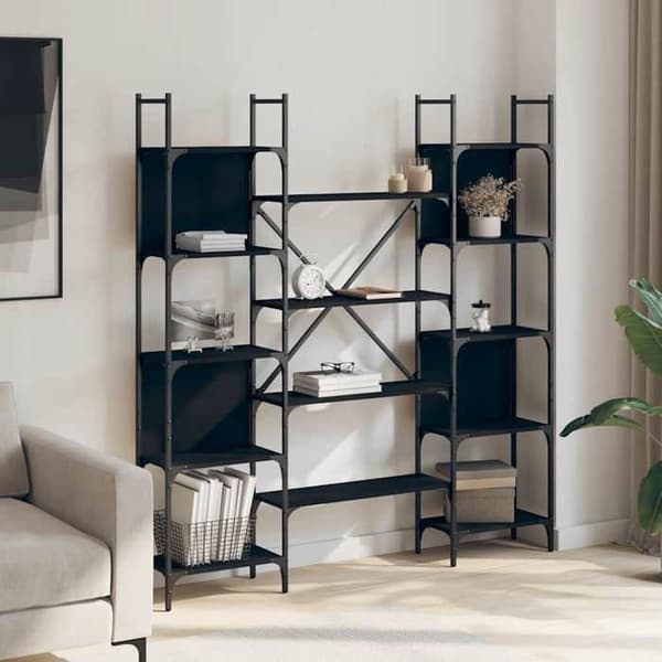 Maison Exclusive - Bibliotek sort 155,5x24x166,5 cm ingeniørtræ