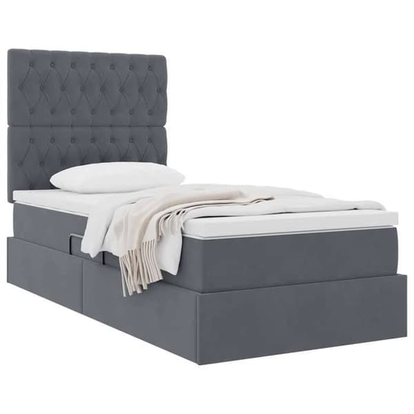 Maison Exclusive - Säng med förvaring och madrass Mörkgrå 90 x 190 cm Sammet Mörkgrå