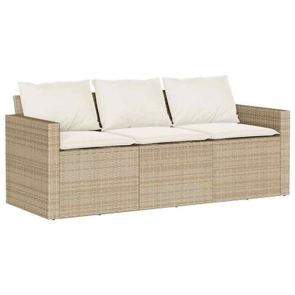 Maison Exclusive - Puutarhakalusteryhmä ja 2 kpl beige polyrottinkityynyä