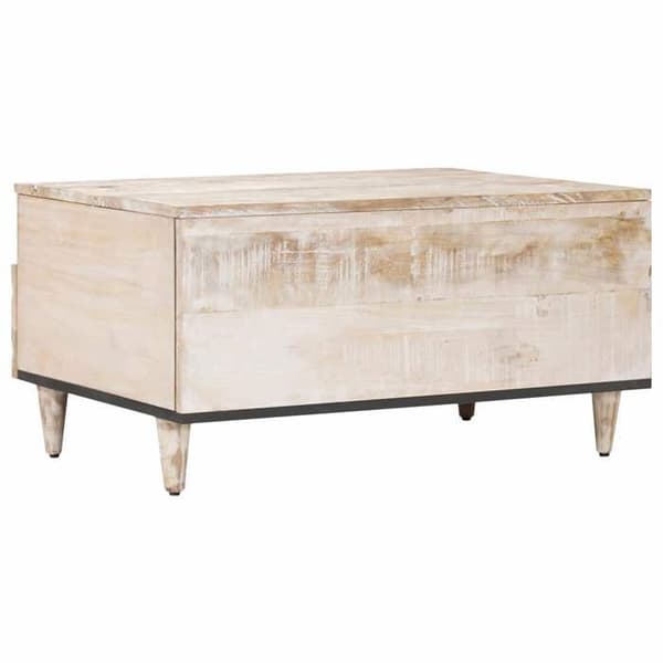 Bord - EKSKLUSIV HUS - 80×54×40 cm - Massivt mangotræ - Hvid - Sorte metalben Vit