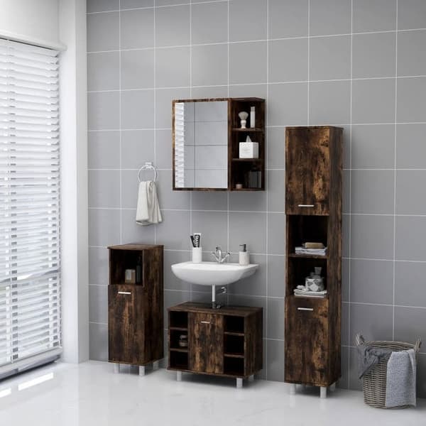 Maison Exclusive - Spejlskab til badeværelse Røget eg 62,5x20,5x64 cm