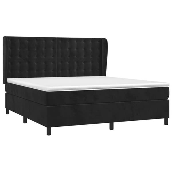 Maison Exclusive - Seng med lameller og madras Sort 180x200 cm Velour