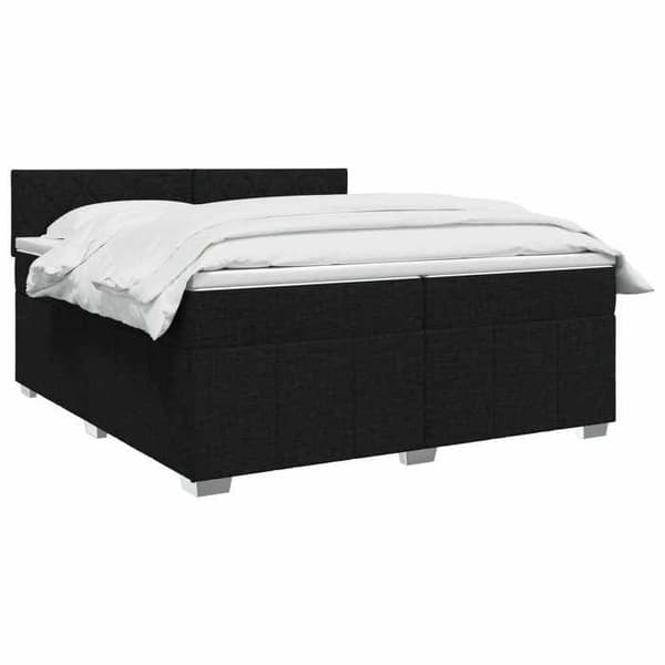 Seng med boxspring - MAISON EXCLUSIVE - Seng med boxspring - 200 x 200 cm - Sort stof - Indbygget LED Svart