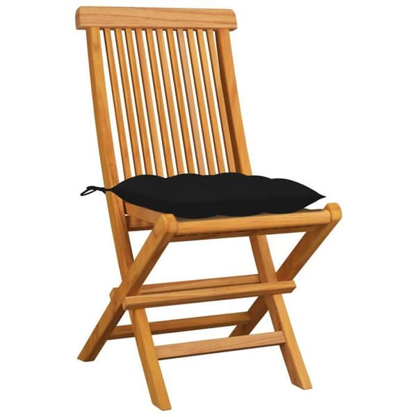Maison Exclusive - Fällbara stolar med svarta kuddar 8 st massiv teak Svart (kuddar)