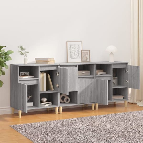 Maison Exclusive - 3 kpl buffet-sonoma harmaa 60x35x70 cm insinööripuuta