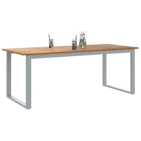 Trädgårdsbord - EXKLUSIV HEM - 200 x 90 x 75 cm - Grå - Massivt akacia - Stålram Grå