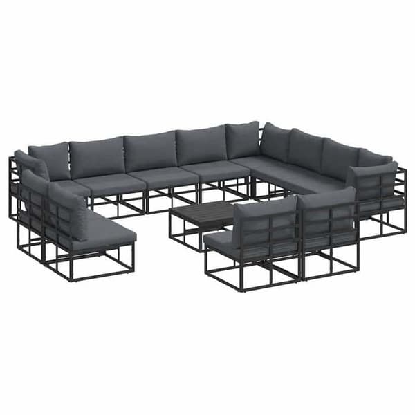 Maison Exclusive - 13-delars trädgårdsoff-set i svart aluminium