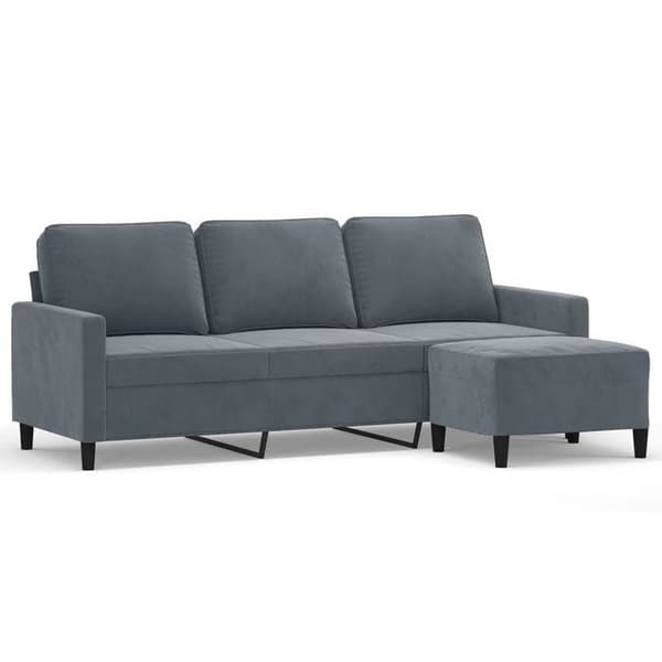 Maison Exclusive - 3-sitssoffa med fotpall Mörkgrå 180 cm Sammet Mörkgrå