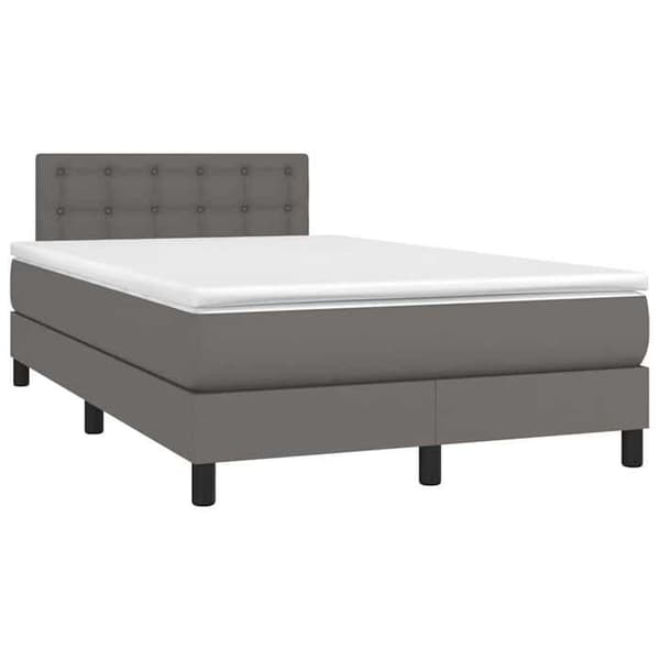 Maison Exclusive - Sengebund med lameller madras LED grå 120x190 cm kunstlæder