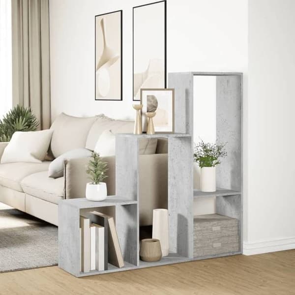 Maison Exclusive - Rumseparator hylde 3 niveauer grå beton 123x29x123 cm