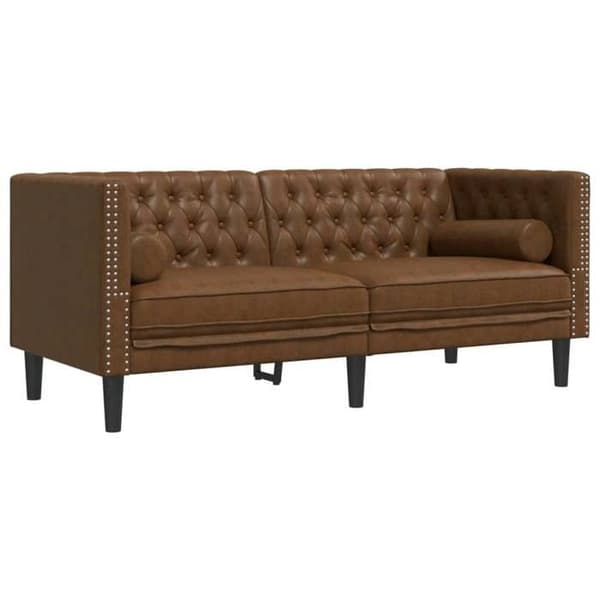 Maison Exclusive - Chesterfield-soffgrupp med 2 st kuddar i brunt brun