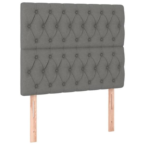 Maison Exclusive - Sengebund med lameller og madras Mørkegrå 90x190 cm Stof
