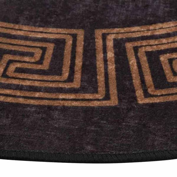 Rundt tæppe - MAISON EXCLUSIVE - Unikt tæppe - Ø120 cm - Sort og guld - Vaskbart polyester velour Svart och guld