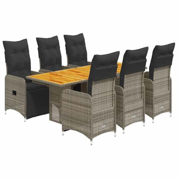 Havemøbel sæt - MAISON EXCLUSIVE - 7 dele - Grå - Poly rattan - Aftagelige puder Grå