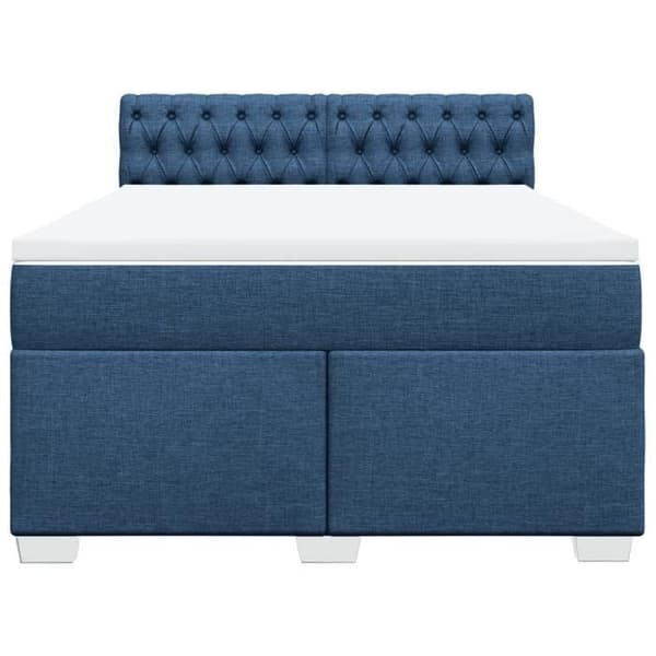 Maison Exclusive - Seng med lameller og madras Blå 160x200 cm Stof
