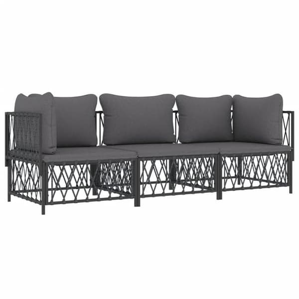 Maison Exclusive - Havegruppe med puder 3 stk antracit stål