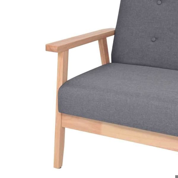 Soffa - Exklusivt Hem - Mörkgrå klädd - 2-delars set - Ram i massivt trä mörkgrå