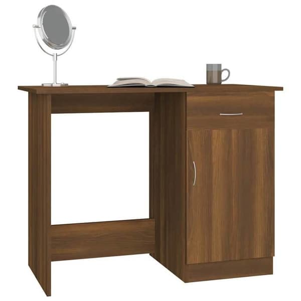 Maison Exclusive - Kontor i brunt egetræ 100x50x76 cm Ingeniørtræ Brun ek