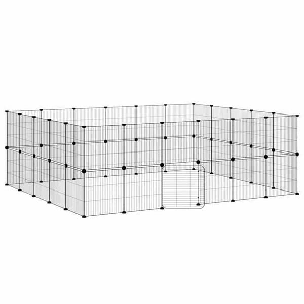 Maison Exclusive - Kæledyrbur med 44 paneler og dør Sort 210x175x70 cm