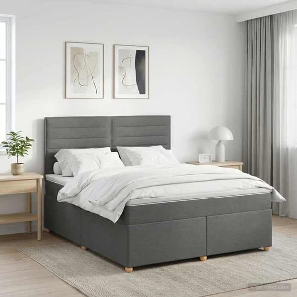 Maison Exclusive - Boxspring säng med madrass Mörkgrå 140 x 200 cm Tyg