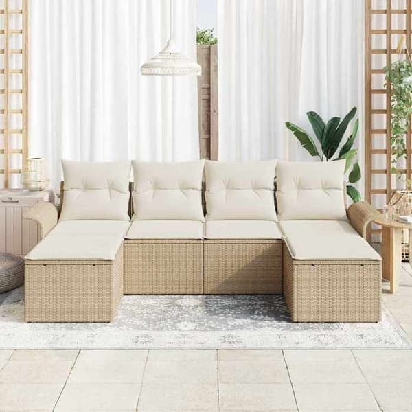 Trädgårdsmöbelset - EXKLUSIV HEM - Modulär - 6 delar - Beige - UV-beständig polyrotin beige