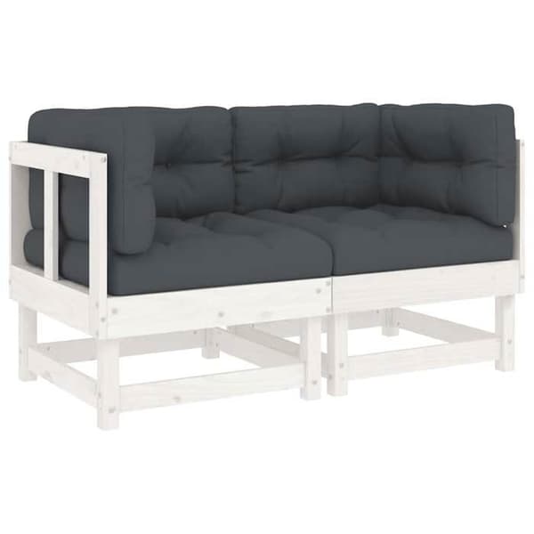 Maison Exclusive - Hörnsoffor med kuddar 2 st vit massiv furu Vit