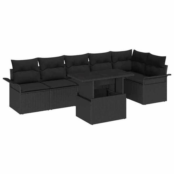 Havemøbler - EKSKLUSIVT HUS - Modulerbart - Holdbar poly rattan - Justerbart bord - Sort Ospecificerad