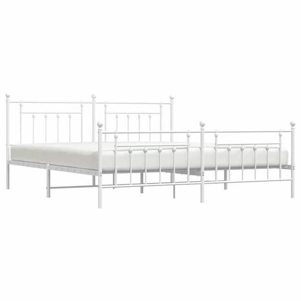 Sengestel - EKSKLUSIV HUS - 200x200 cm - Metal - Hvid - Lamelseng Vit