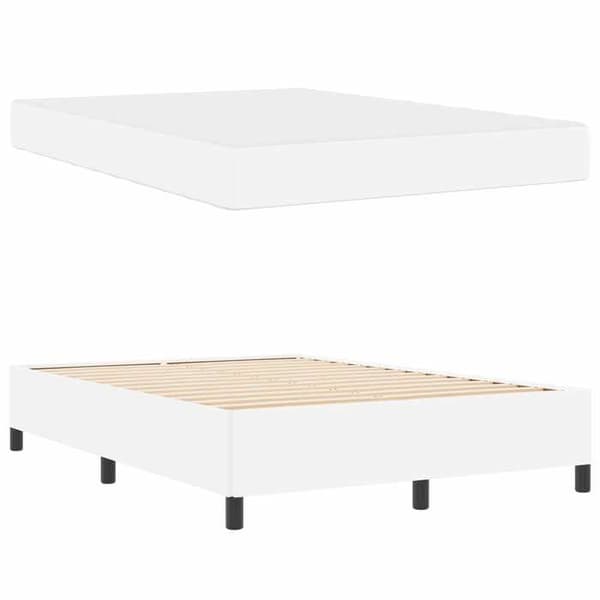 Maison Exclusive - Sängram med madrass Vit 160 x 200 cm tyg Vit
