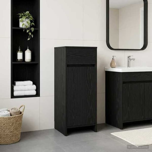 Maison Exclusive - Badeværelsesskab Sort eg 35 x 36,5 x 85 cm