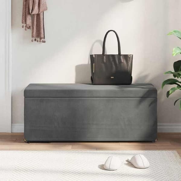 Taburetti - MAISON EXCLUSIVE - 101 x 41 x 40 cm - Sametti - Komposiittipuu - Tummanharmaa Mörkgrå