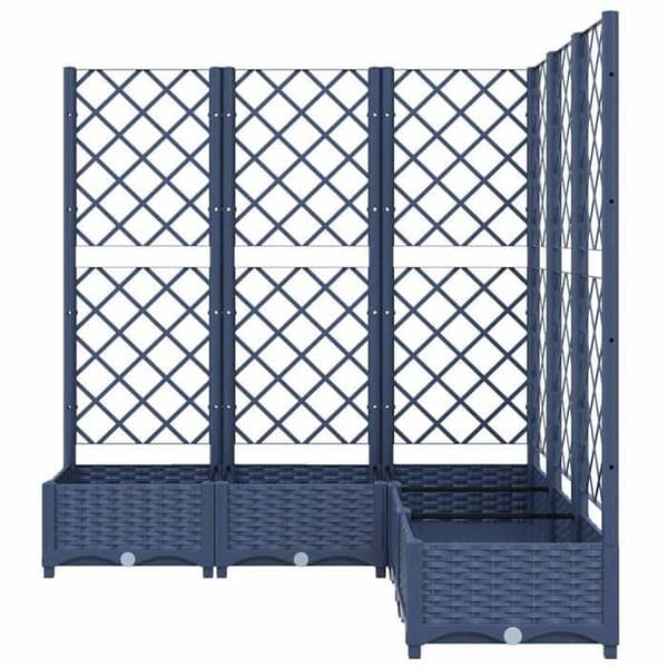 Maison Exclusive - Blomlåda med blågrå spaljé 120x120x121,5 cm PP
