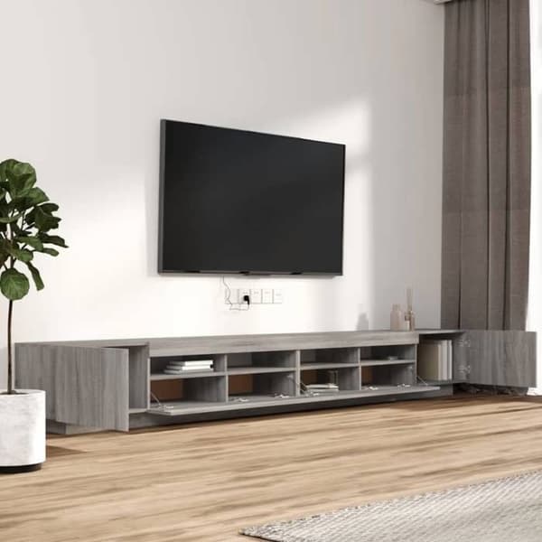 TV-möbel - Set 3 delar - Sonoma grå - RGB LED - Ingenjörsträ Sonoma grå