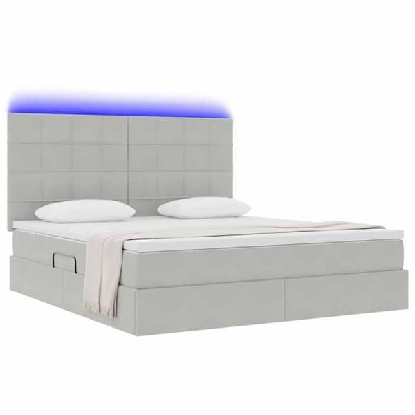 Maison Exclusive - LED förvaringssäng med madrass Ljusgrå 180 x 200 cm