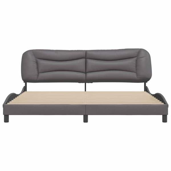 Sengestel - EKSKLUSIV HUS - Hvar - 200x200 cm - Grå kunstlæder - Lamelseng Grå