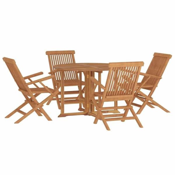 Maison Exclusive - Fällbart utomhusmatset 5 delar i solid teakträ
