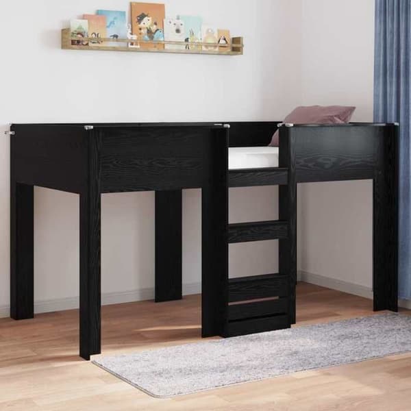 Seng i højden - EKSKLUSIV HUS - 90 x 200 cm - 2 pladser - Sort eg - Ingeniørtræ svart ek