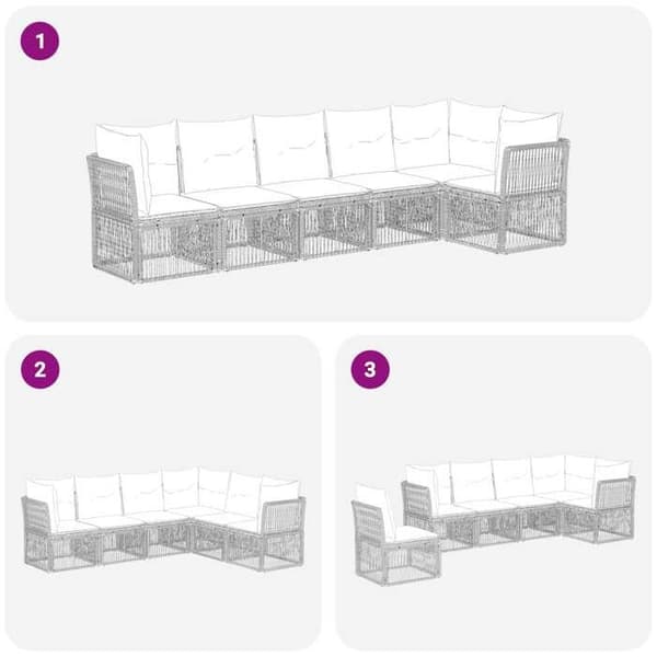 Maison Exclusive - 6-delt have-sofa sæt i sort polyrotin