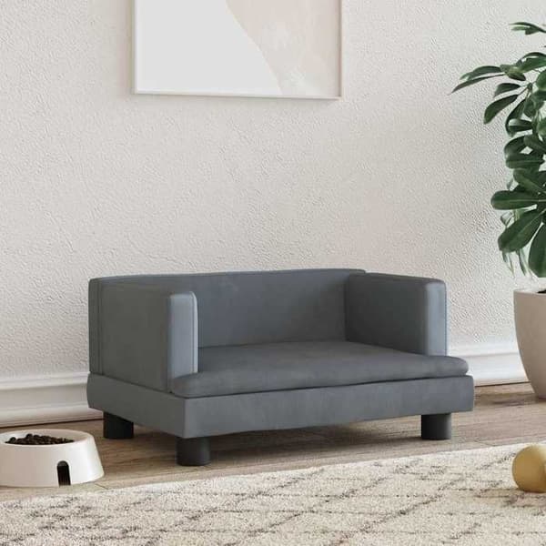 Maison Exclusive - Tummanharmaa koiranpeti 60x40x30 cm samettia mörkgrå