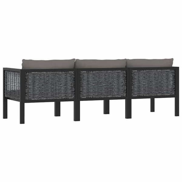 Maison Exclusive - 3-sitssoffa med kuddar i antracitfärgad flätad resin