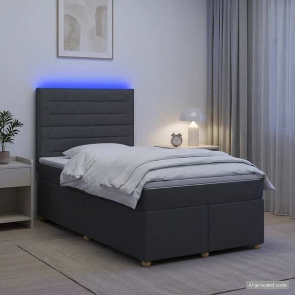 Maison Exclusive - Boxspring säng med madrass Mörkgrå 120 x 190 cm Tyg Mörkgrå